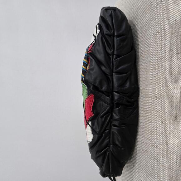 Vintage Leather Bag Statement Abstract Multi Color Shoulder Crossbody Purse - Picture 4 of 10